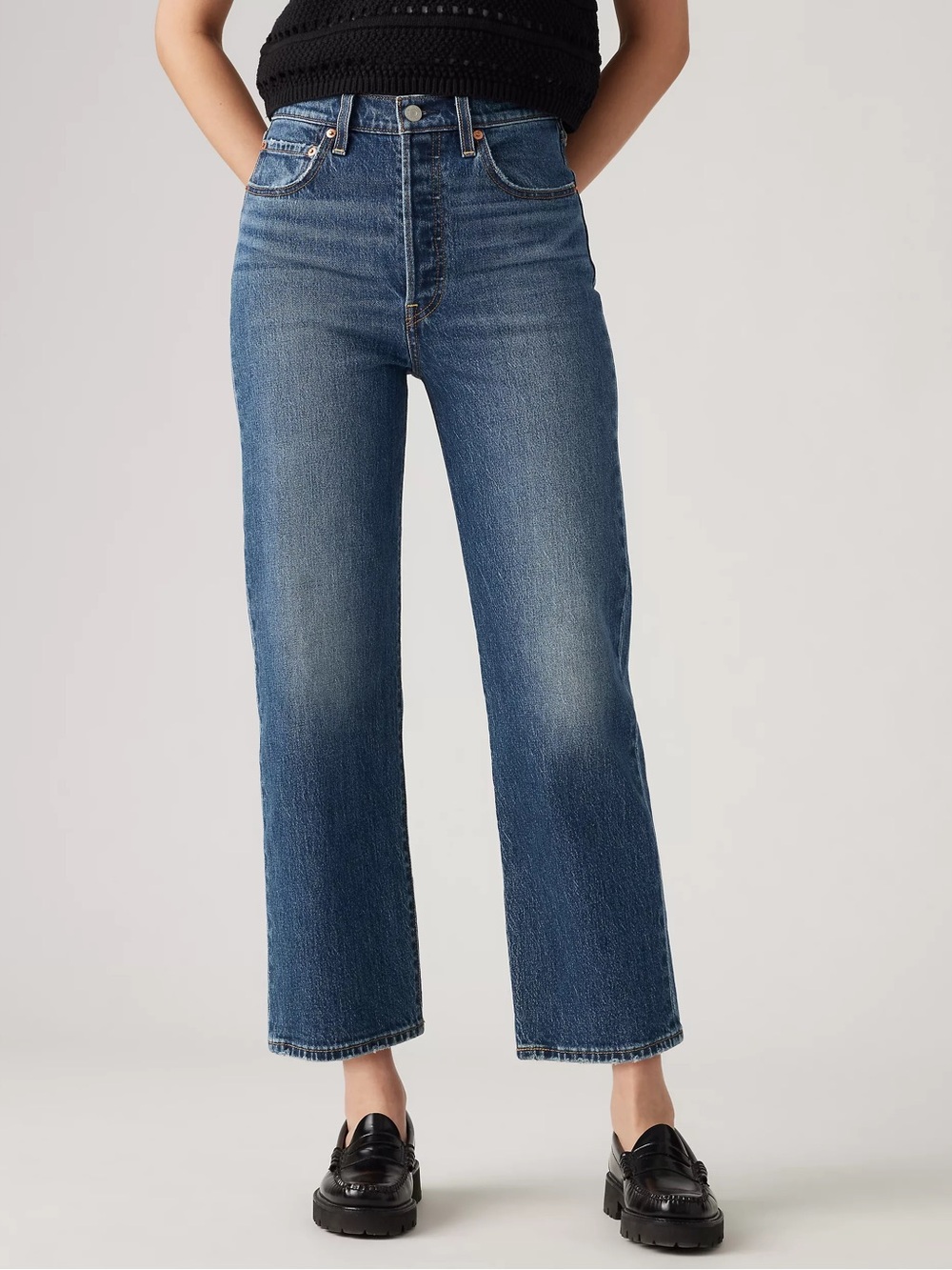 Levis Ribcage Straight Ankle Jeans Size 28 $110 Retail My Honor Wash Denim